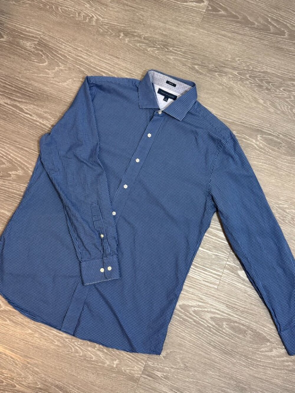 Tommy Hilfiger Slim Fit Dress Shirt - Blue Gingham Size 16/32-33 - Picture 5 of 7